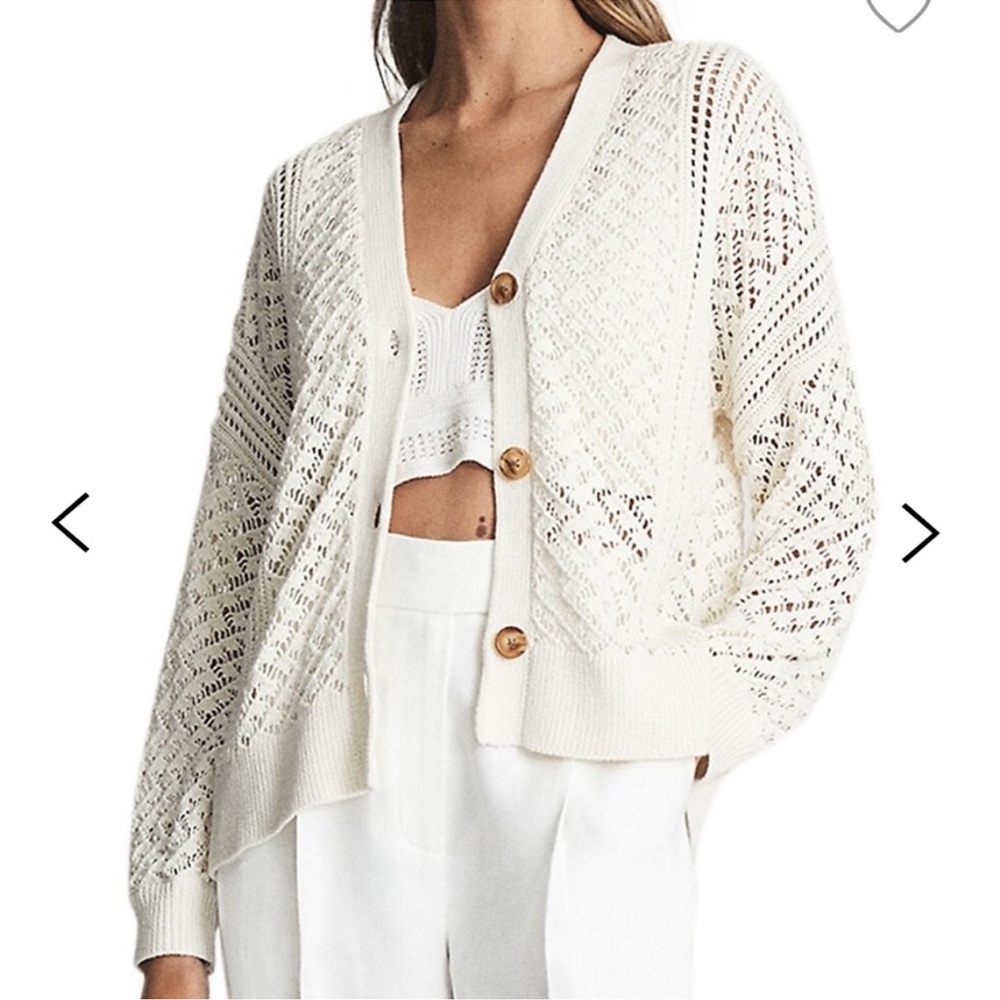Reiss Women’s Cream Open Knit Cardigan Large